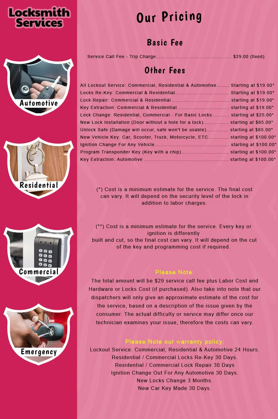 Swedesboro NJ Locksmith Store Swedesboro, NJ 856-512-0646 - price-list-c-18